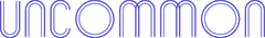 Blue neon-style wordmark reading “uncommon” on a black background
